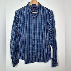 Untuckit Blue Plaid‎ Button Down Shirt Medium